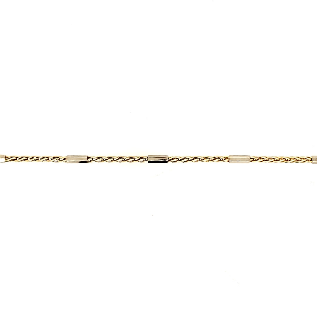 20398 14K YELLOW GOLD ROUND BAR LINK ANKLET