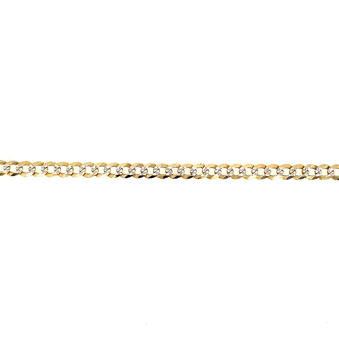 25087 14K 2 TONE 4.35MM CUBAN LINK DIAMOND CUT MENS BRACELET