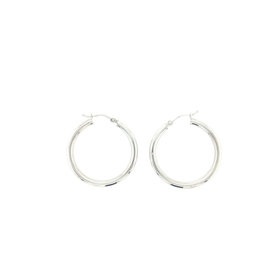 31974 14K  WHITE GOLD 1.25" 2.80MM  SMALL TUBE PLAIN HOOPS