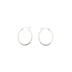31273 14K  WHITE GOLD 0.90" 3.45MM  OBLONG HIGH POLISH HOOPS