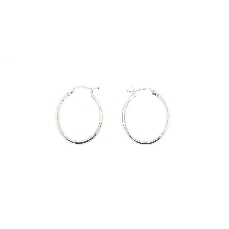 31273 14K  WHITE GOLD 0.90" 3.45MM  OBLONG HIGH POLISH HOOPS