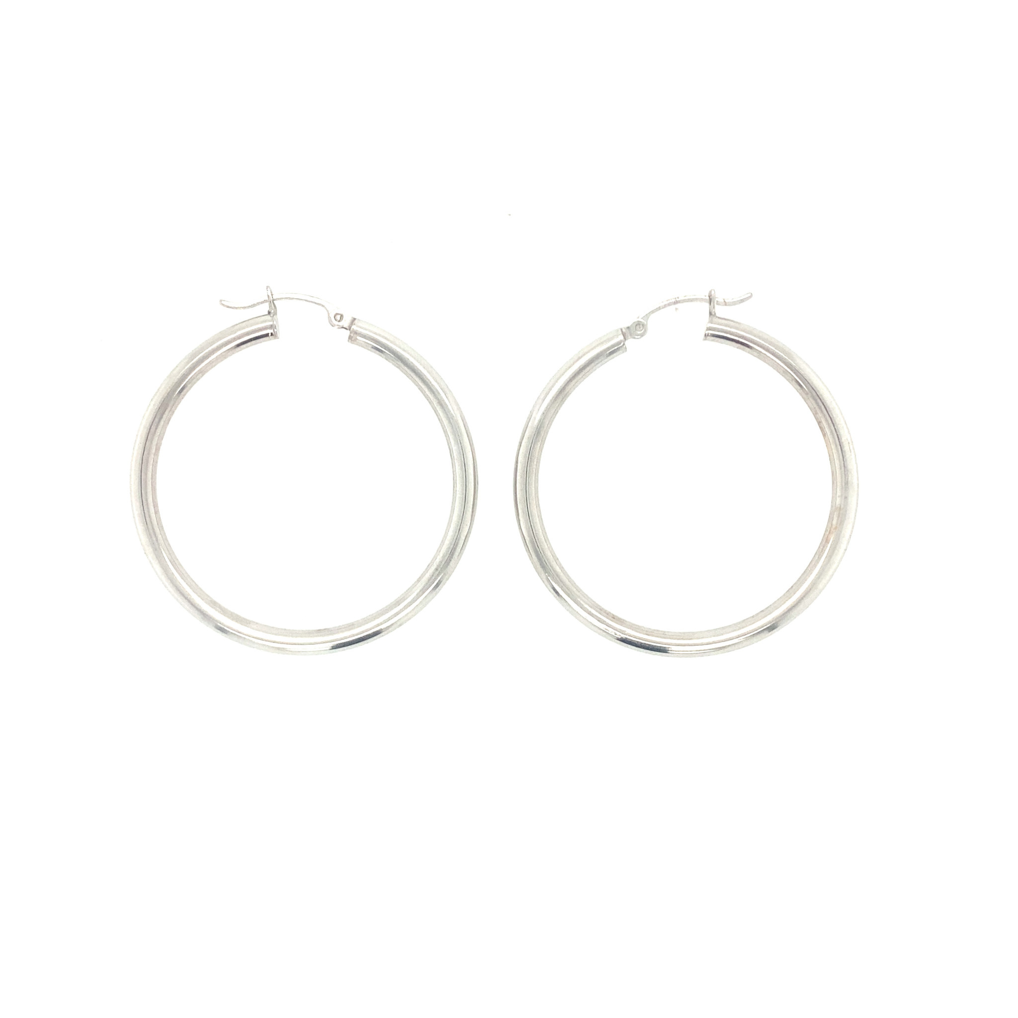 32001 14K 1.5'' WHITE GOLD MEDIUM PLAIN HOOPS
