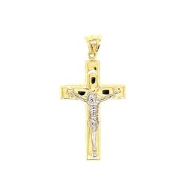 77085 14K TWO-TONED FLAT HIGH POLISHED CRUCIFIX
