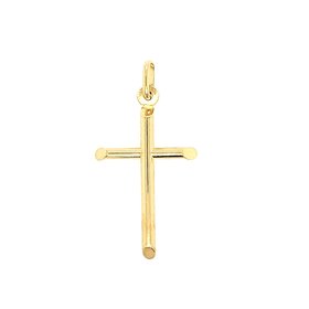 77079 14K YELLOW GOLD 1.30" SLANTED EDGE CROSS