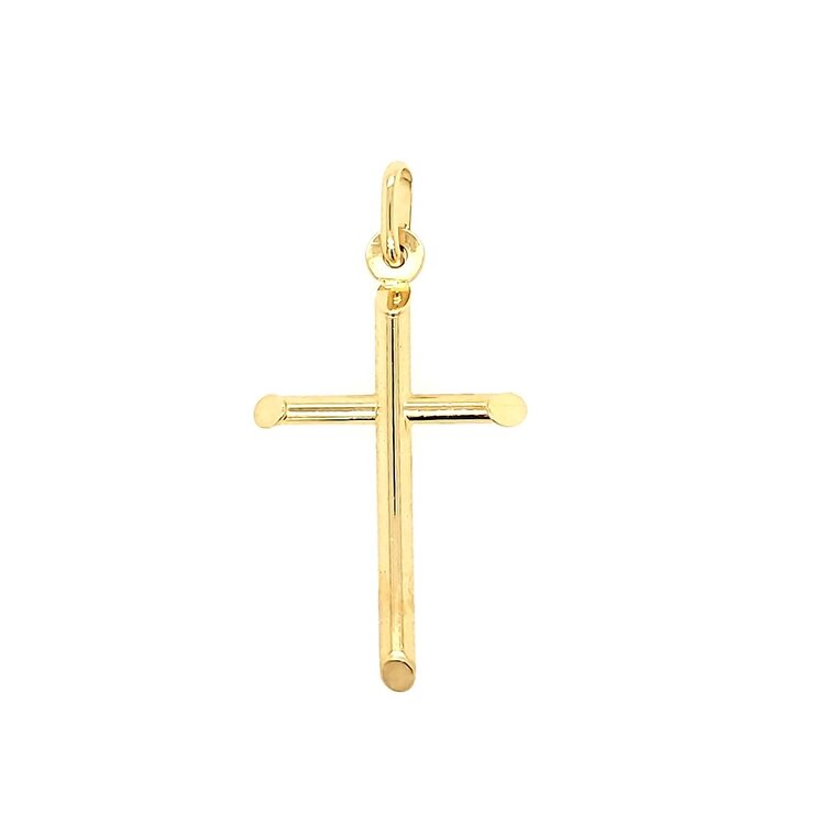 77079 14K YELLOW GOLD 1.30" SLANTED EDGE CROSS