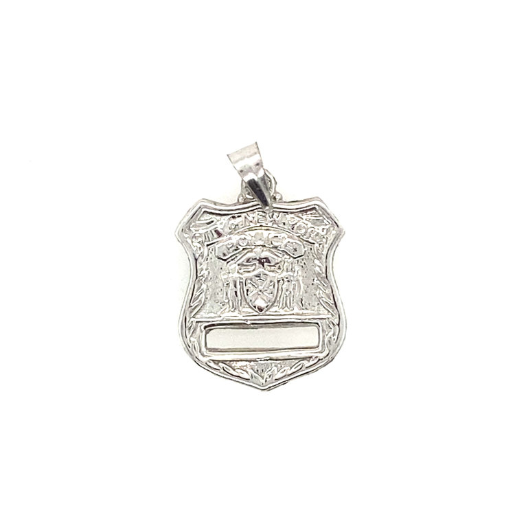 70969 14K WHITE GOLD NYPD BADGE PENDANT