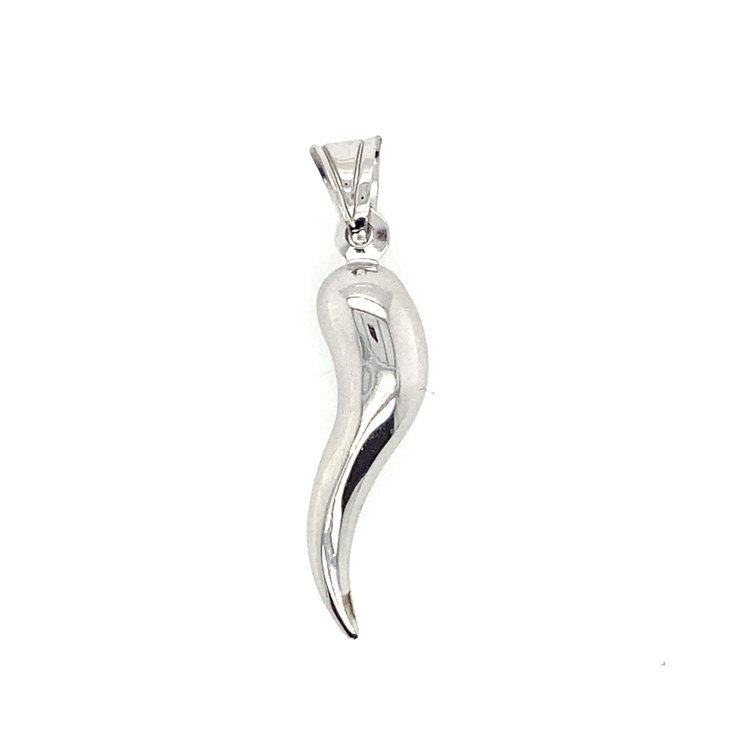 77959 14K WHITE GOLD 1.35" ITALIAN HORN CHARM