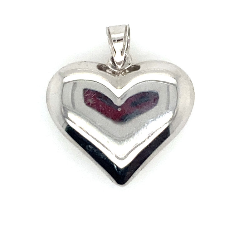 70919 14K WHITE GOLD LARGE PUFFED HEART CHARM