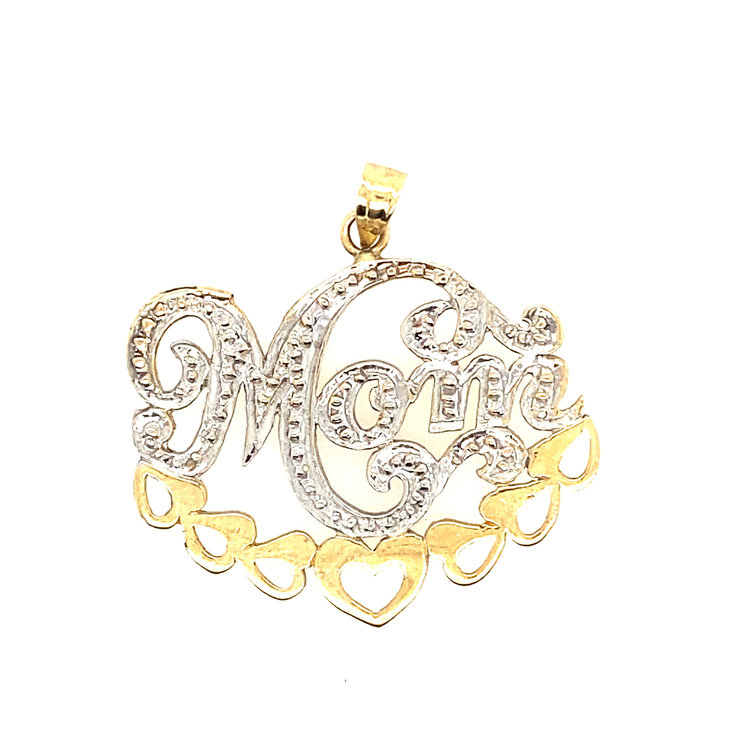 71033 14K 2 TONE DIAMOND LARGE CUTOUT MOM HEART CHARM