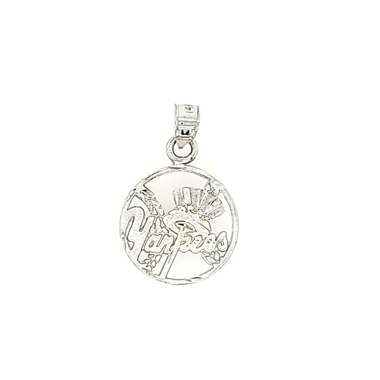 78030 14K WHITE GOLD DIAMOND CUT OPEN ROUND YANKEES CHARM
