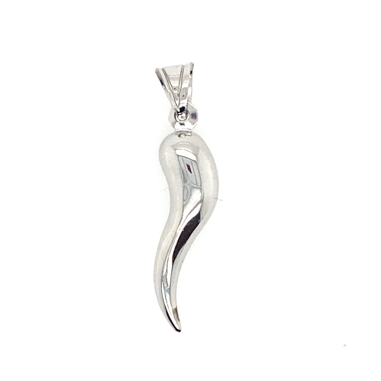 70909 14K WHITE GOLD  1.75"  ITALIAN HORN CHARM