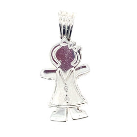 75079 14K WHITE GOLD DIAMOND GIRL WITH DRESS AND  BOW CHARM