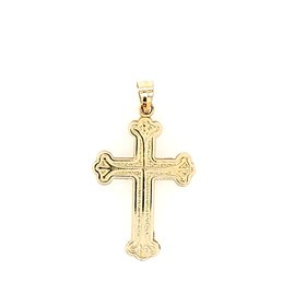 76051 14K YELLOW GOLD FLARED EDGE FLAT CROSS