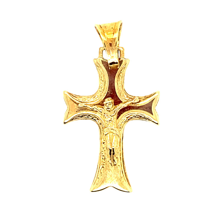 78039 14K YELLOW GOLD SPLIT POINTED  EDGE CRUCIFEX