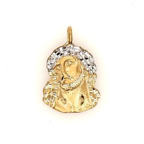 77093 14K TWO TONED SATIN FINISH AND DIAMOND CUT CHRIST HEAD