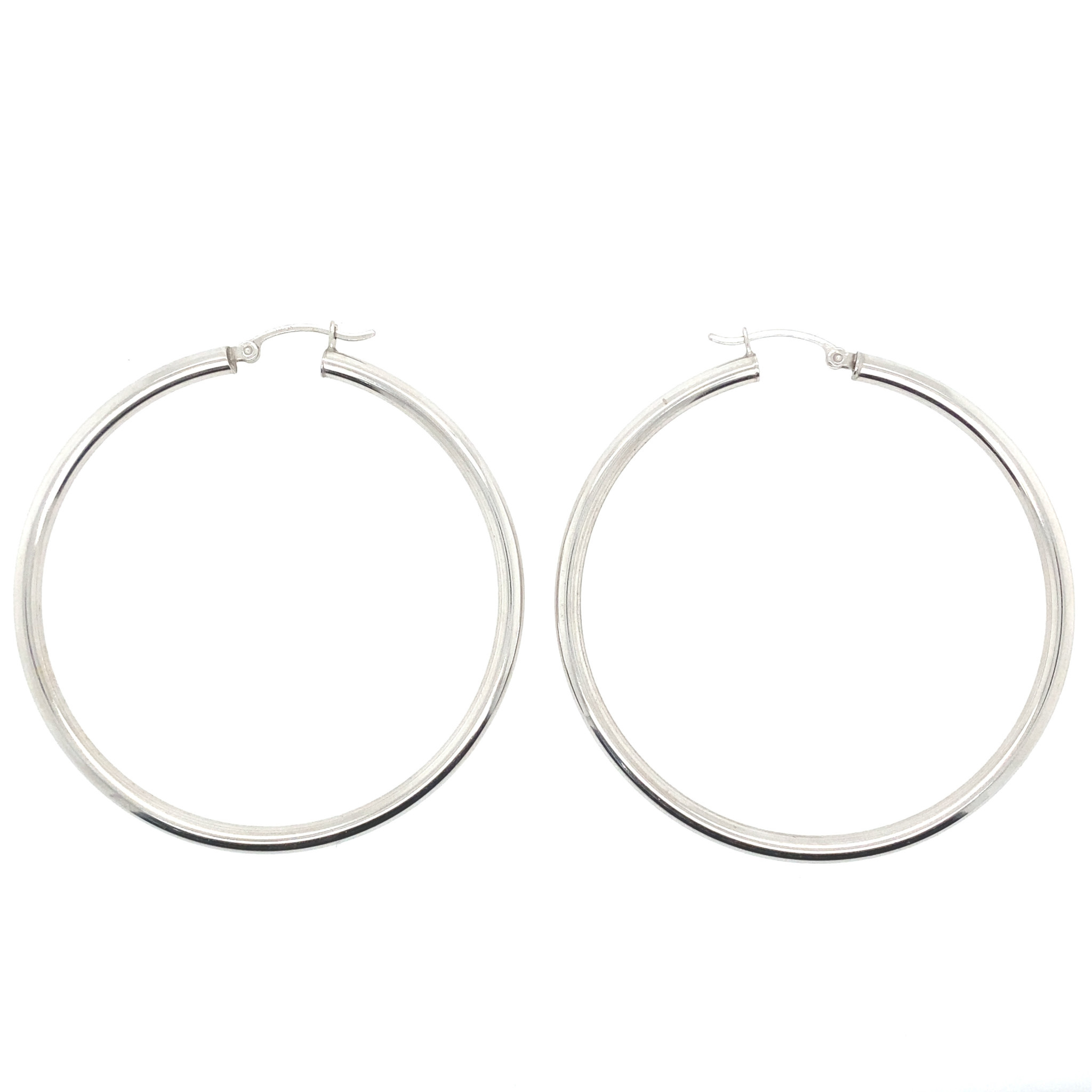 32204 14K WHITE GOLD LARGE PLAIN HOOPS