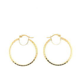 32213 14K YELLOW GOLD 1.25" HAMMERED  HOOPS