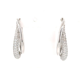 32253 14K. WHITE GOLD 1CT 2-ROW  OPEN DOUBLE HOOPS