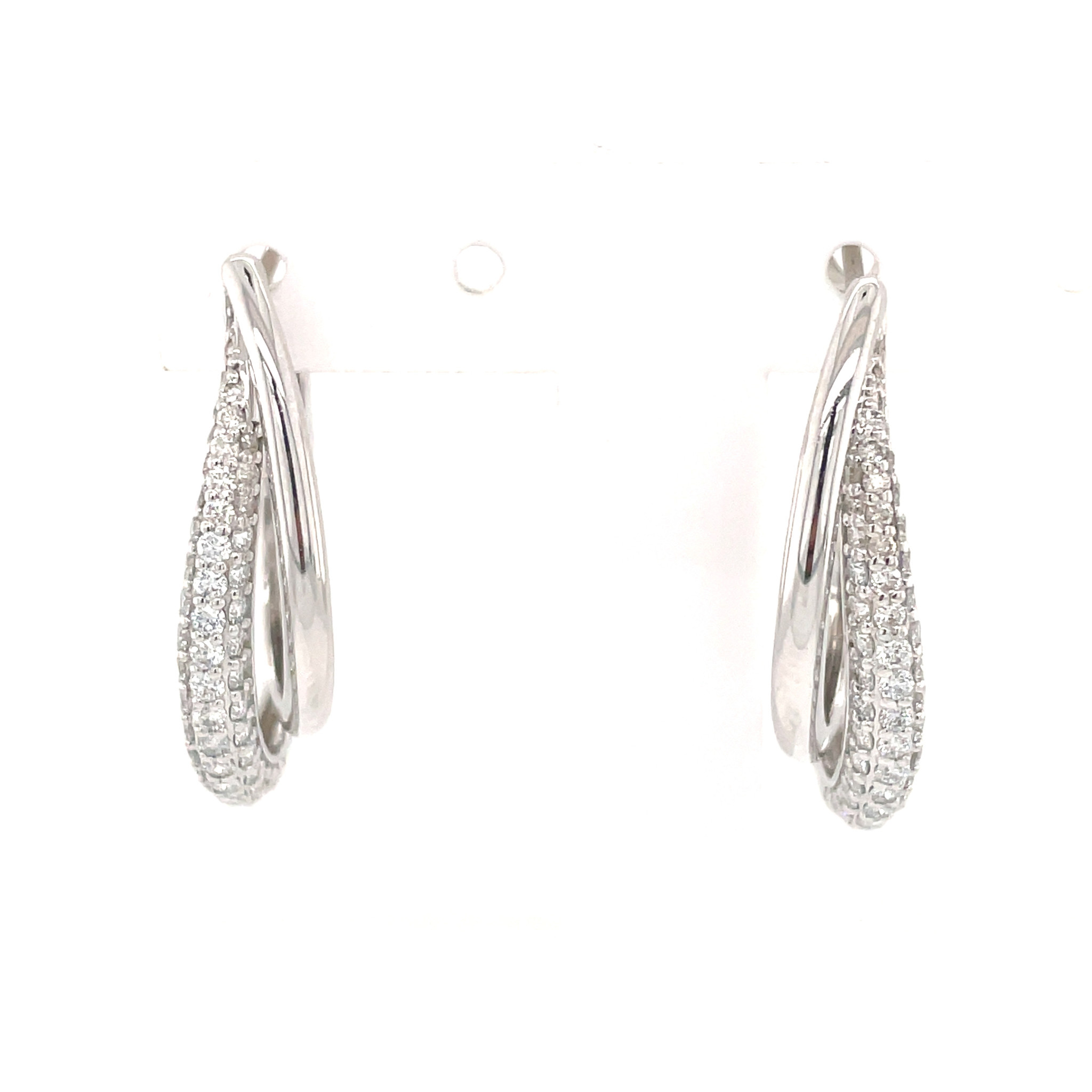 32253 14K. WHITE GOLD 1CT 2-ROW OPEN DOUBLE HOOPS