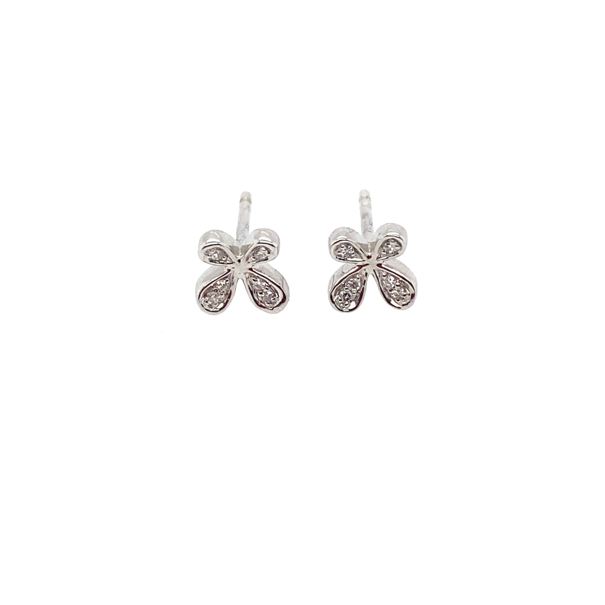 32303 14K WHITE GOLD DIAMOND BOW STUDS