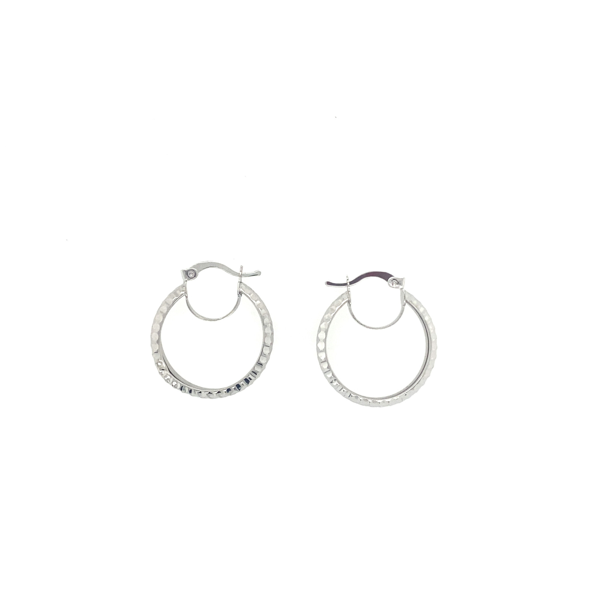 32312 14K WHITE GOLD MEDUIM DIAMOND CUT HOOPS