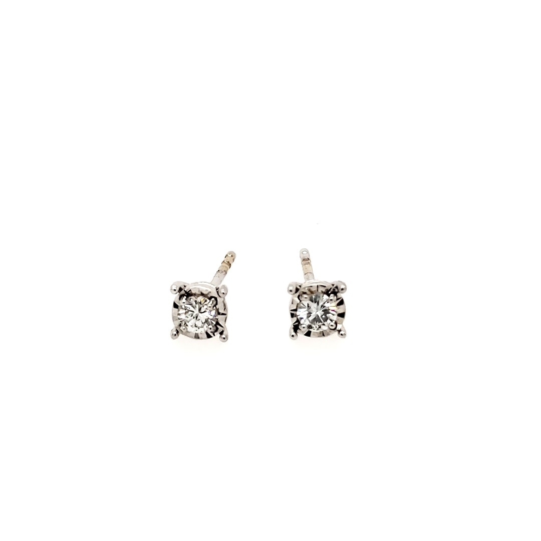 32462 14K WHITE GOLD .18TCW DIAMOND WITH DIAMOND CUT HALO STUDS