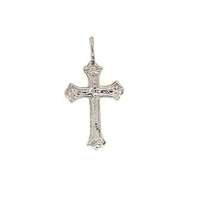 77106 14K WHITE GOLD SMALL DESIGN EDGE CROSS