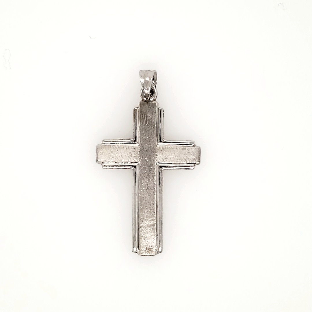 77072 14K WHITE GOLD LARGE SATIN CROSS