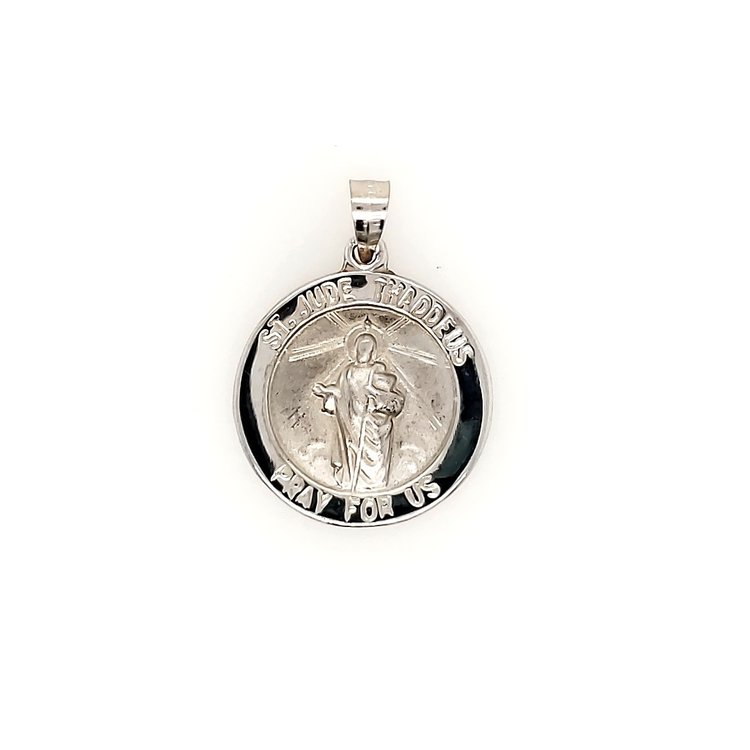 79100 14K WHITE GOLD 18MM SAINT  THADDEUS MEDAL