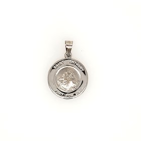 77098 14K WHITE GOLD 15MM  SAINT ANTHONY SMALL MEDAL