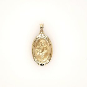 77110 14K YELLOW GOLD 29MM  OVAL SAINT  ANTHONY MEDAL