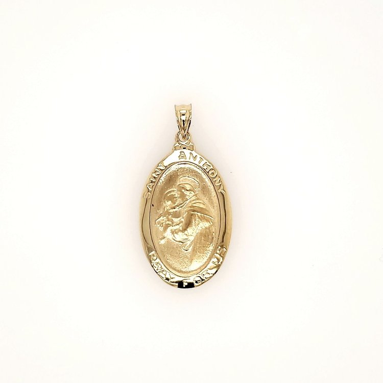 77110 14K YELLOW GOLD 29MM  OVAL SAINT  ANTHONY MEDAL