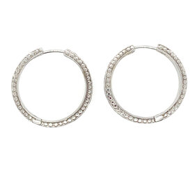 32370 14K WHITE GOLD .25TCW LARGE DIAMOND HOOPS