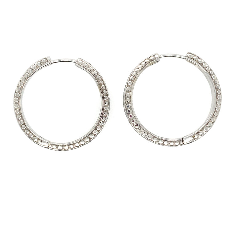 32370 14K WHITE GOLD .25TCW LARGE DIAMOND HOOPS