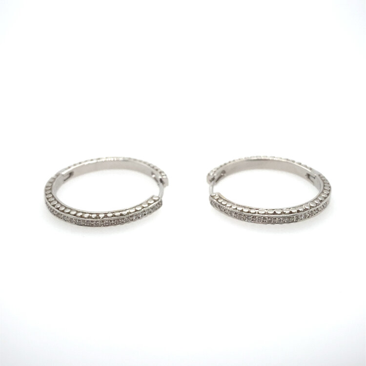 32370 14K WHITE GOLD .25TCW LARGE DIAMOND HOOPS