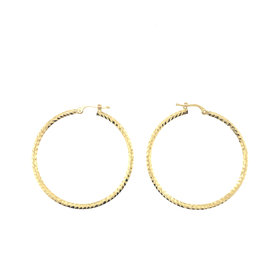 32410 14K YELLOW GOLD 1.5" DIAMOND CUT HOOPS