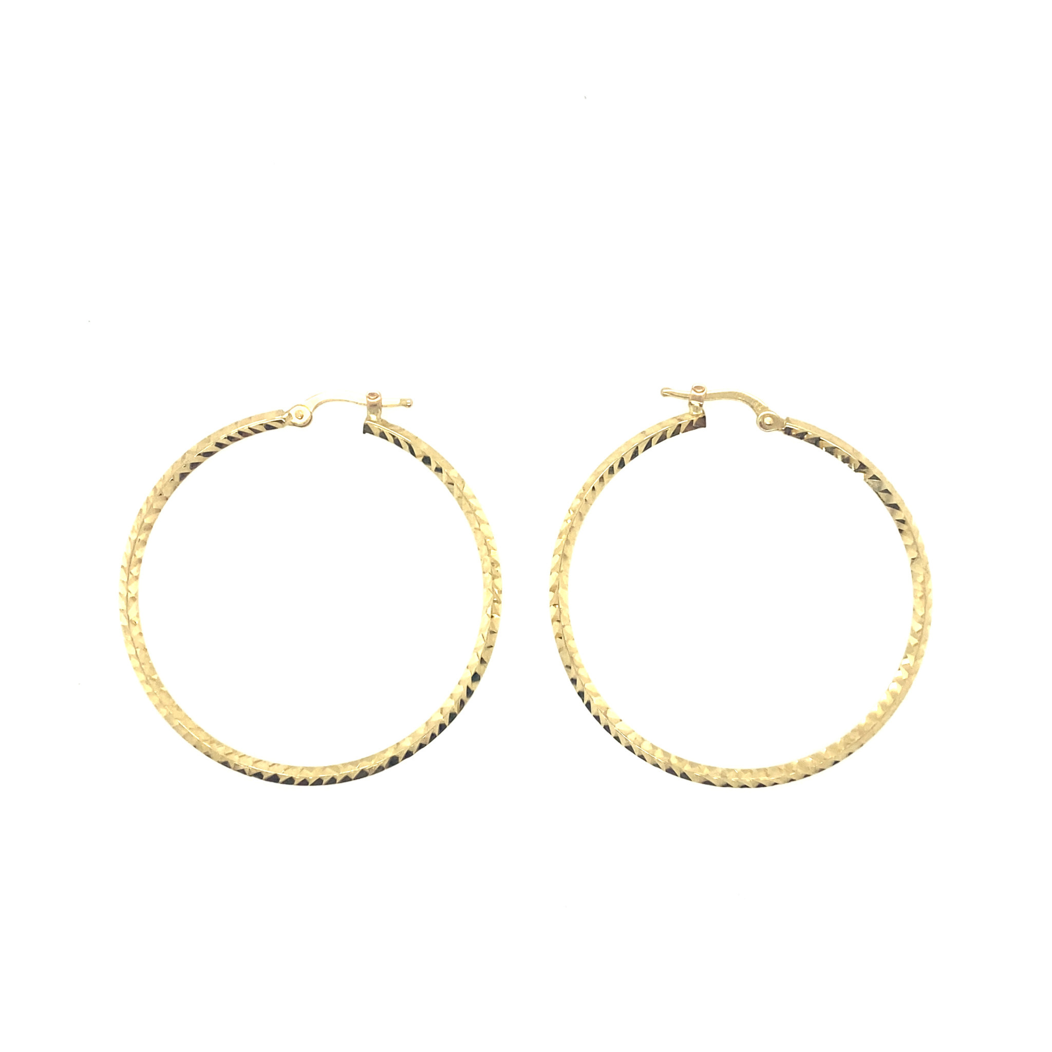 32410 14K YELLOW GOLD 1.5" DIAMOND CUT HOOPS
