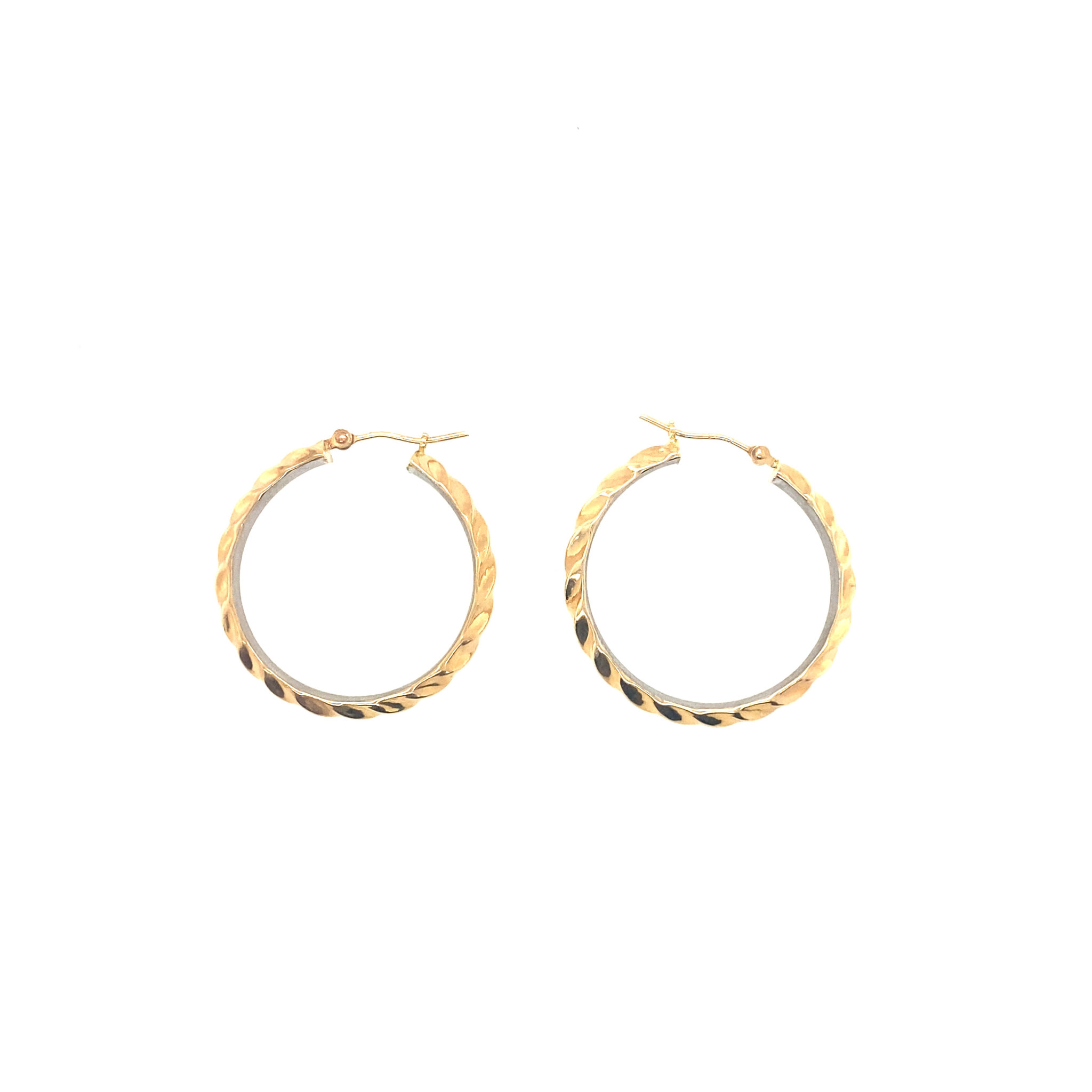 32427 14K YELLOW GOLD 1" TWISTED STYLE HOOPS