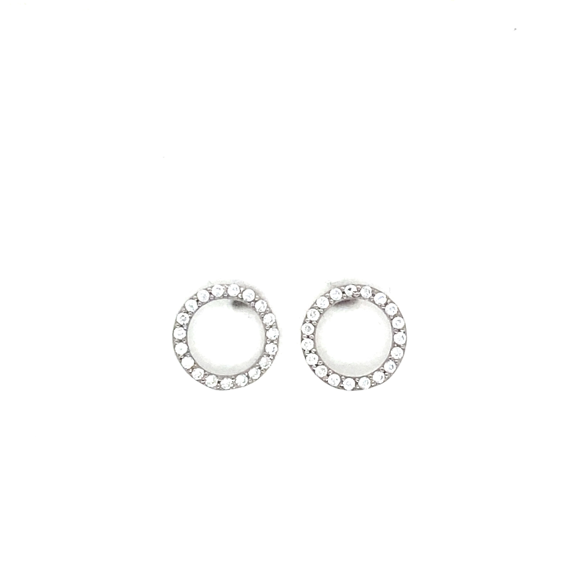 32457 14K WHITE GOLD OPEN CUBIC ZIRCONIA CIRCLE STUDS