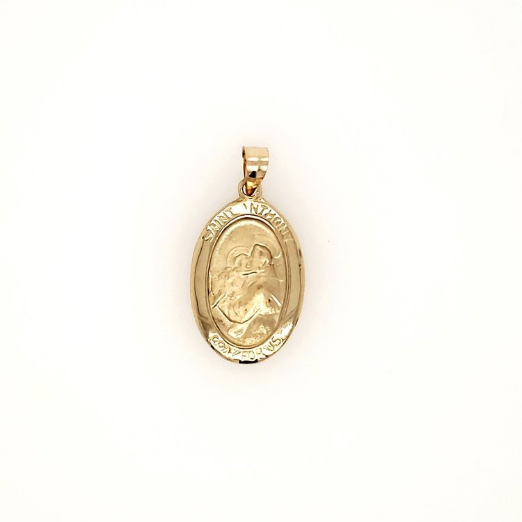 77107 14K YELLOW GOLD OVAL  25MM  SAINT ANTHONY MEDAL