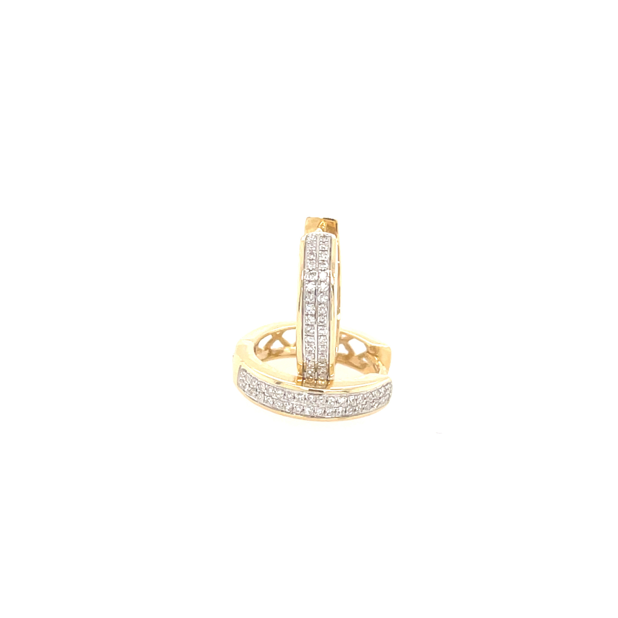 32503 14K YELLOW GOLD .25CT DIAMOND DOUBLE ROW HUGGIES