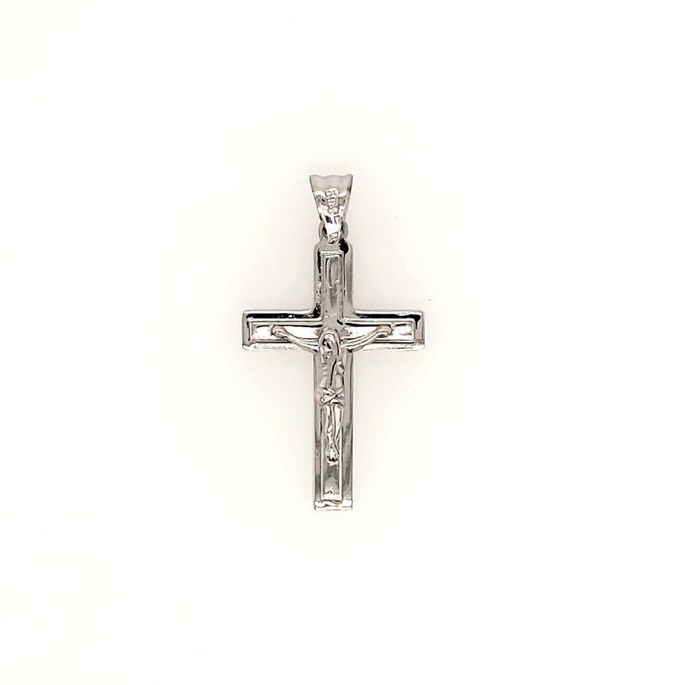 77076 14K WHITE GOLD MEDIUM OUTLINED CRUCIFIX