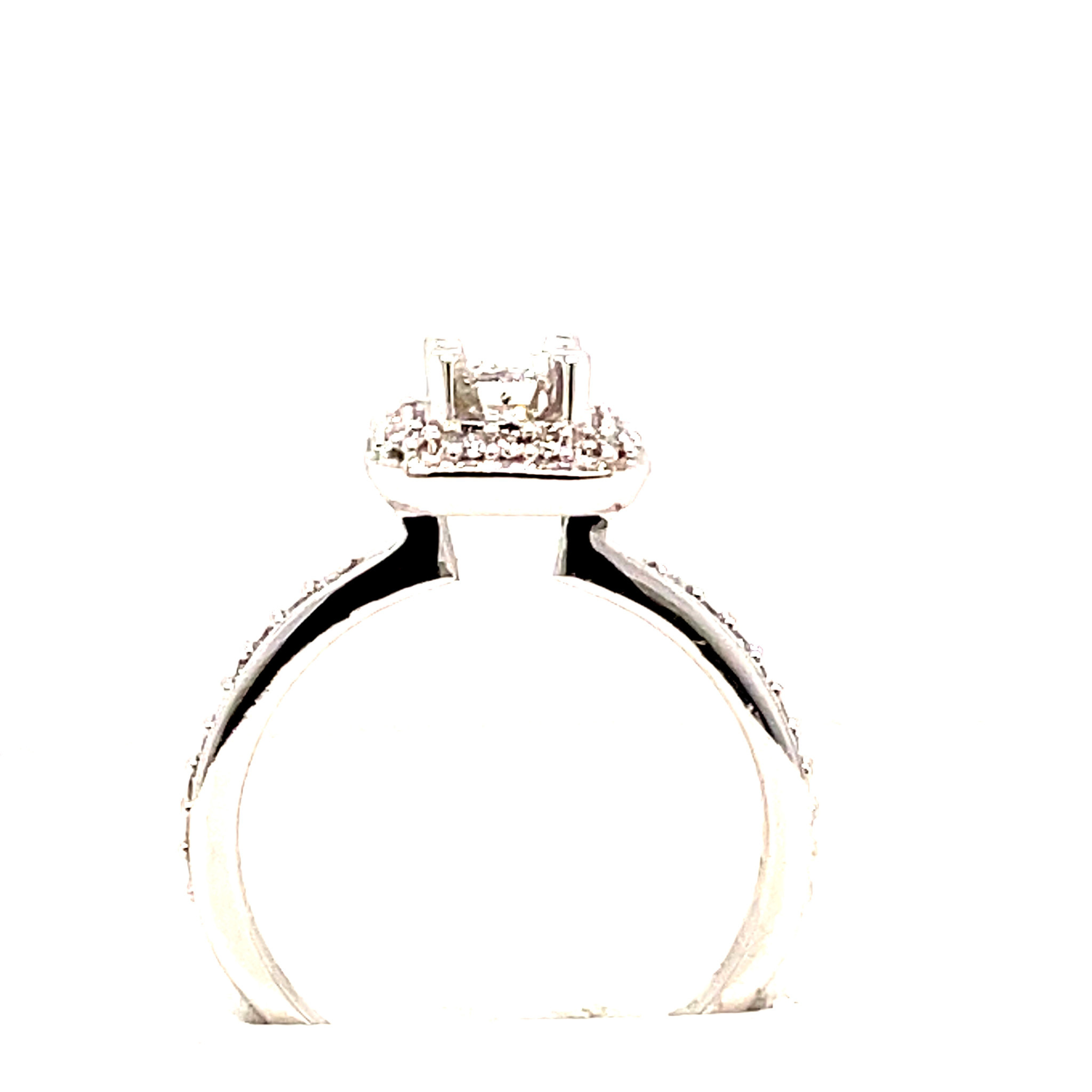 477720 14K WHITE GOLD 1TCW DIAMOND EMERALD HALO ENGAGEMENT RING