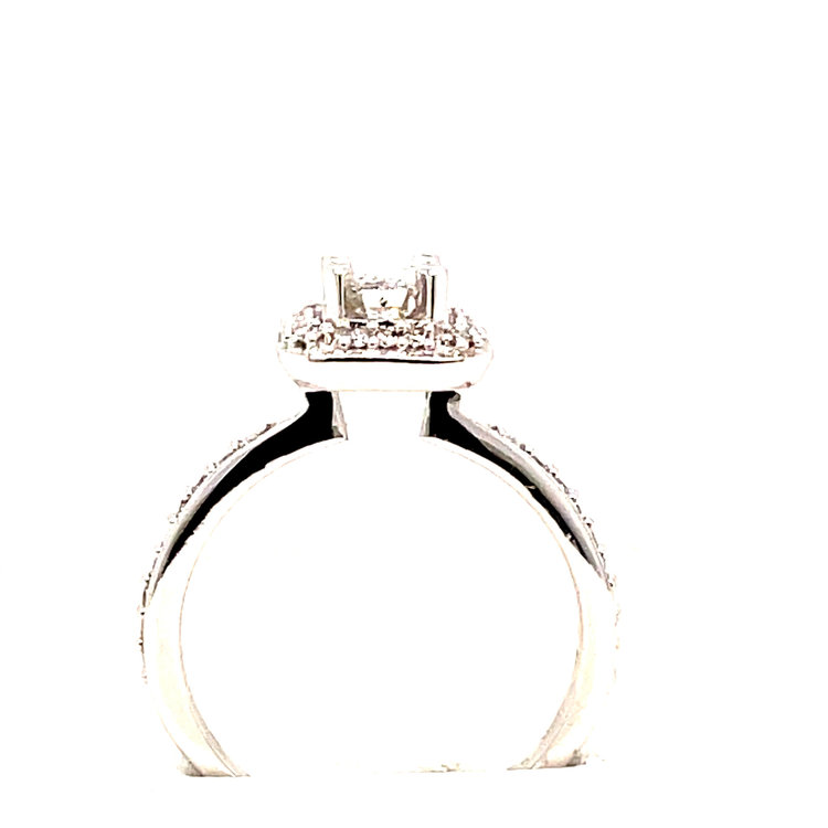 477720 14K WHITE GOLD 1TCW DIAMOND EMERALD HALO ENGAGEMENT  RING