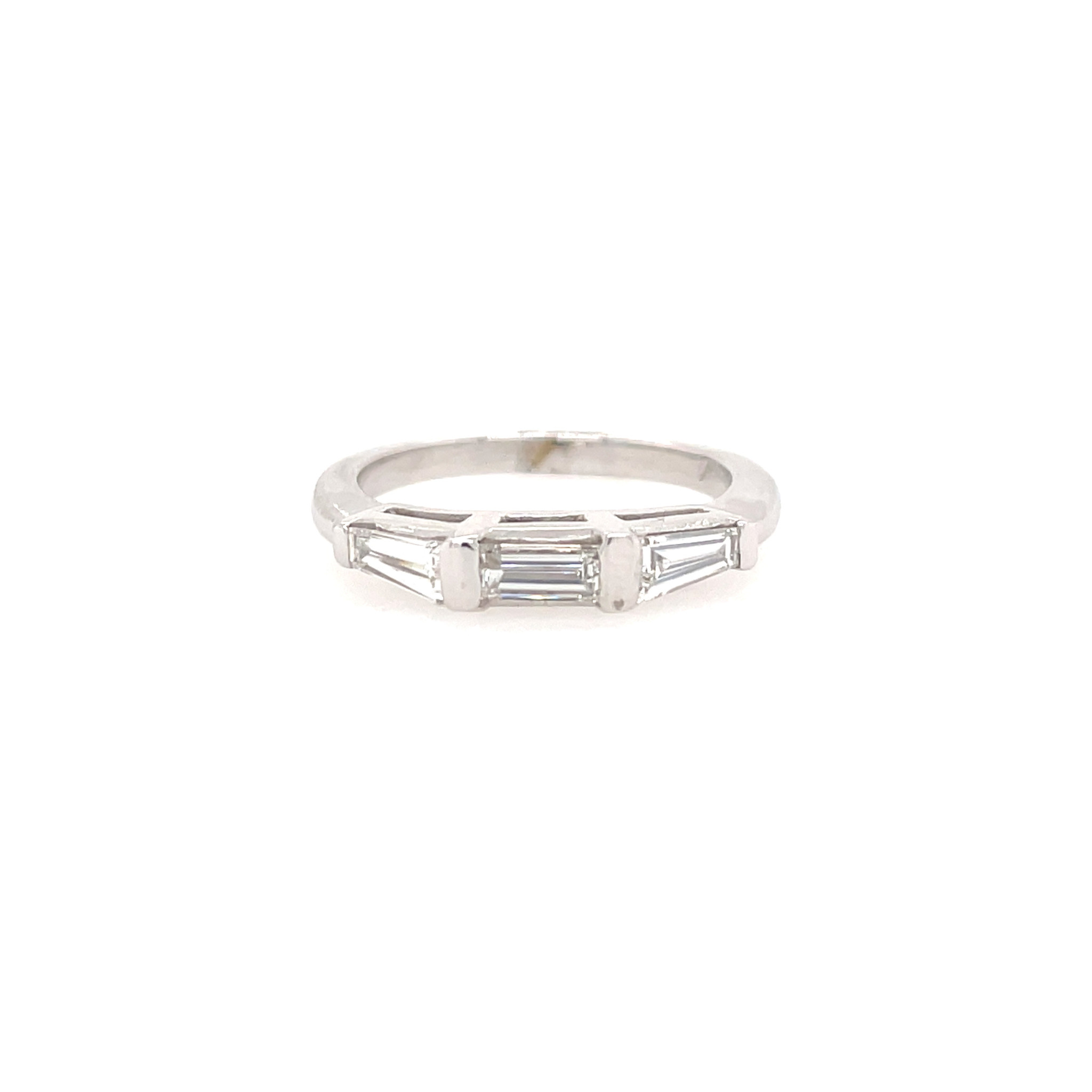 477711 14K WHITE GOLD .56TCW DIAMOND 3 BAGUETTE WEDDING BAND