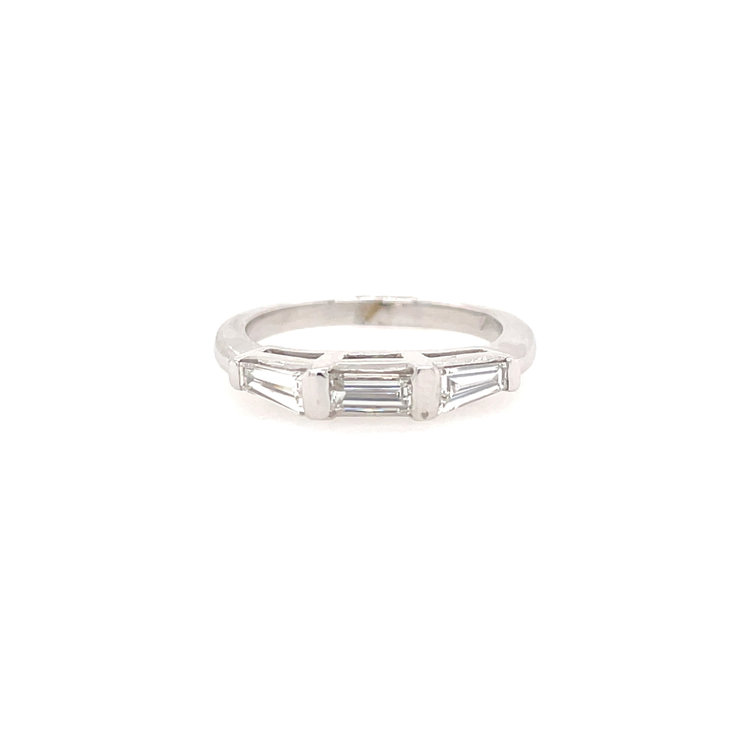 477711 14K WHITE GOLD .56TCW DIAMOND  3 BAGUETTE WEDDING  BAND