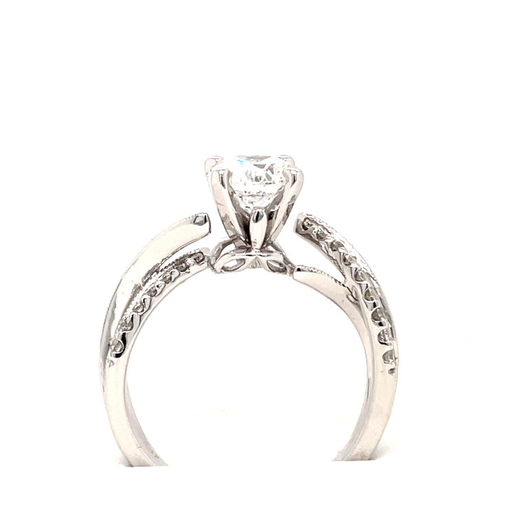 477709 14K WHITE GOLD 1.25 CT ROUND DIAMOND CENTER MILGRAIN TWIST STYLE ENGAGEMENT  RING