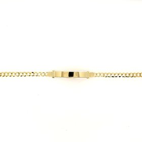 20391 14K YELLOW GOLD 6" 3MM CUBAN LINK 4MM BAR  NAME ID BABY BRACELET