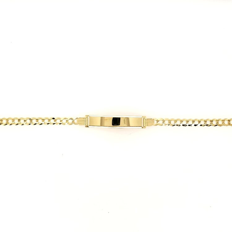 20391 14K YELLOW GOLD 6" 3MM CUBAN LINK 4MM BAR  NAME ID BABY BRACELET