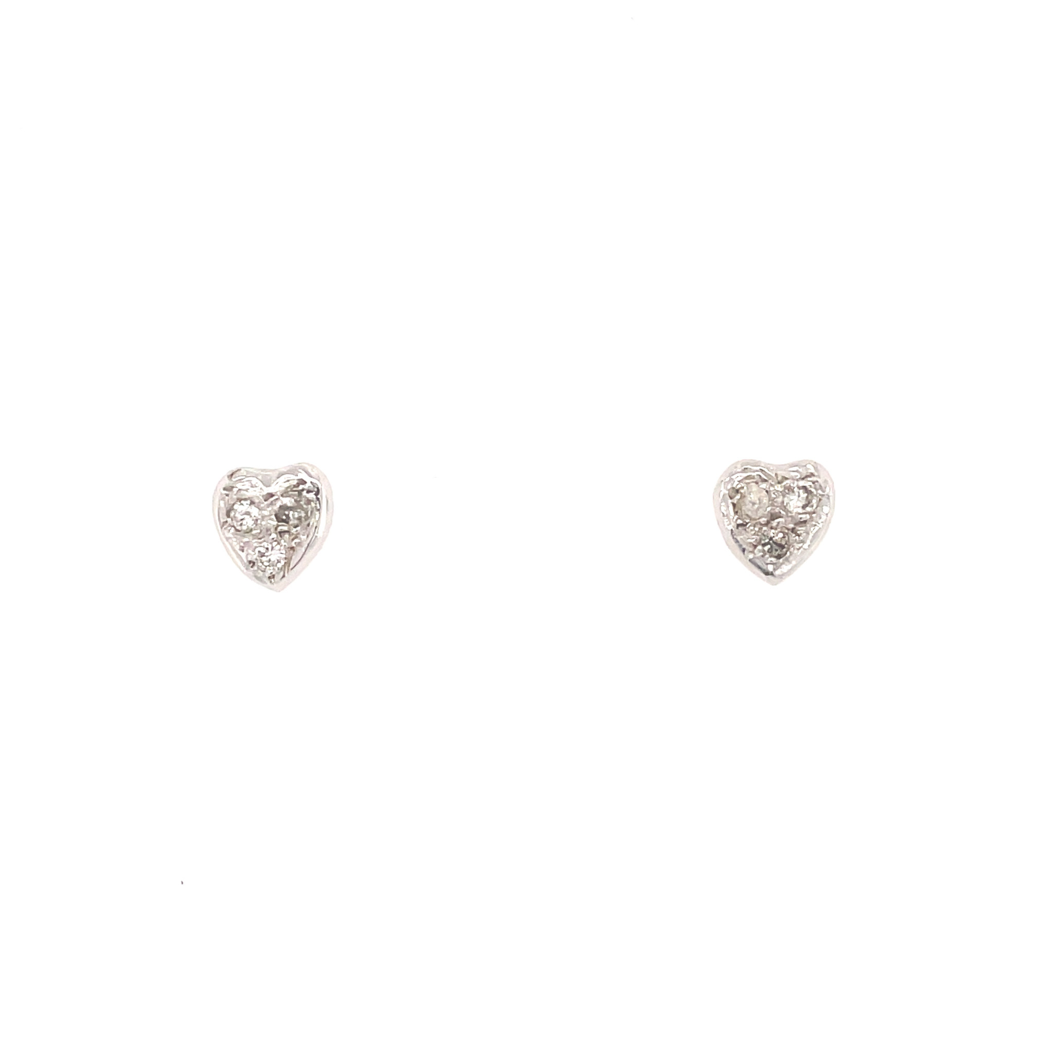 32196 14K WHITE GOLD DIAMOND HEART STUDS